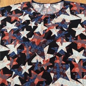 LuLaRoe Irma Top Tee Tunic Shirt Patriotic Geometric Super Major Unicorn Large